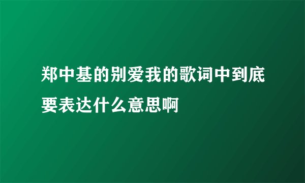 郑中基的别爱我的歌词中到底要表达什么意思啊