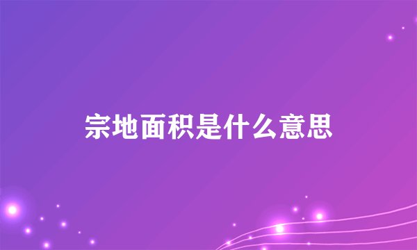 宗地面积是什么意思