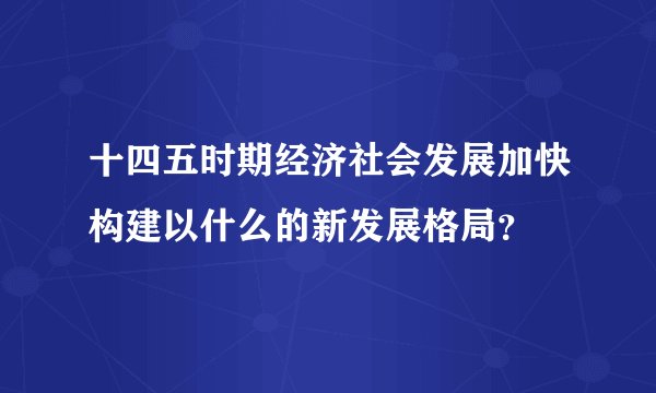 十四五时期经济社会发展加快构建以什么的新发展格局？