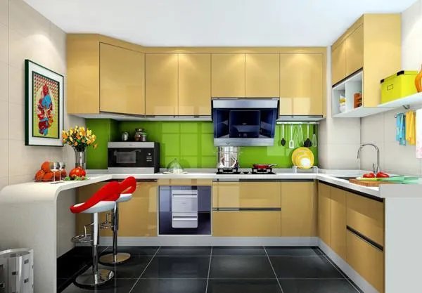 u型橱柜效果图 小户型厨房必备款