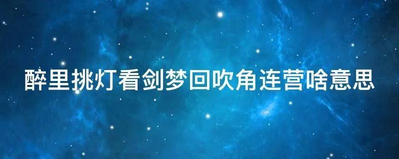 醉里挑灯看剑梦回吹角连营啥意思