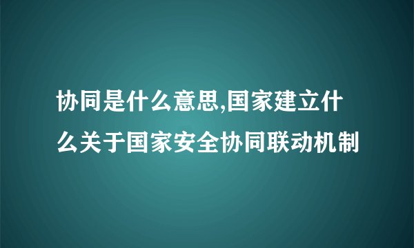 协同是什么意思,国家建立什么关于国家安全协同联动机制