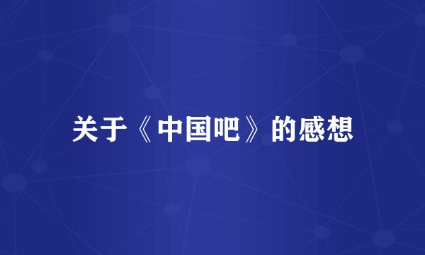 关于《中国吧》的感想