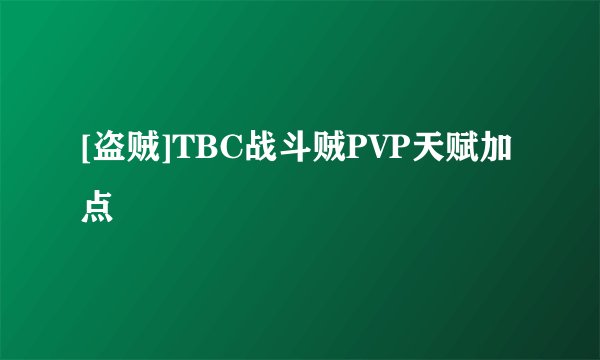 [盗贼]TBC战斗贼PVP天赋加点