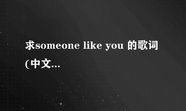 求someone like you 的歌词 (中文和英文)