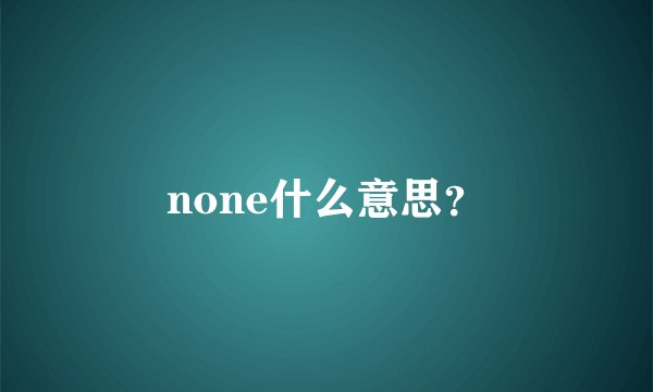 none什么意思？