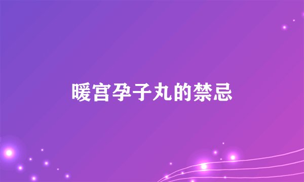 暖宫孕子丸的禁忌