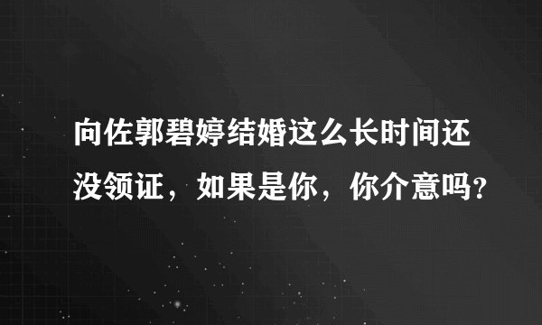 向佐郭碧婷结婚这么长时间还没领证，如果是你，你介意吗？