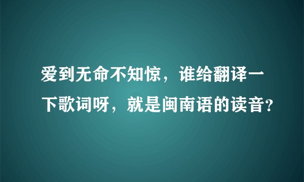 爱到无命不知惊，谁给翻译一下歌词呀，就是闽南语的读音？