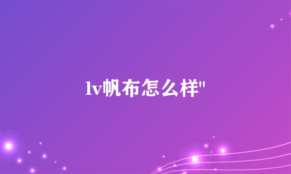 lv帆布怎么样