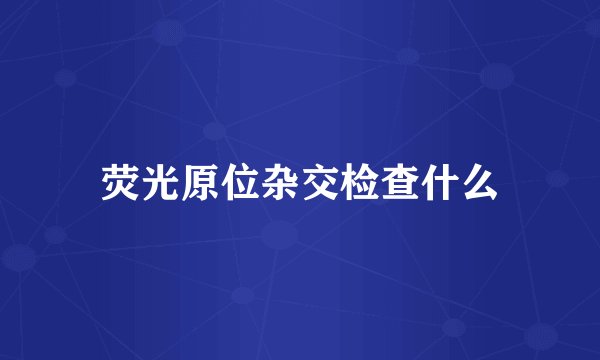 荧光原位杂交检查什么