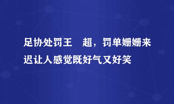 足协处罚王燊超，罚单姗姗来迟让人感觉既好气又好笑