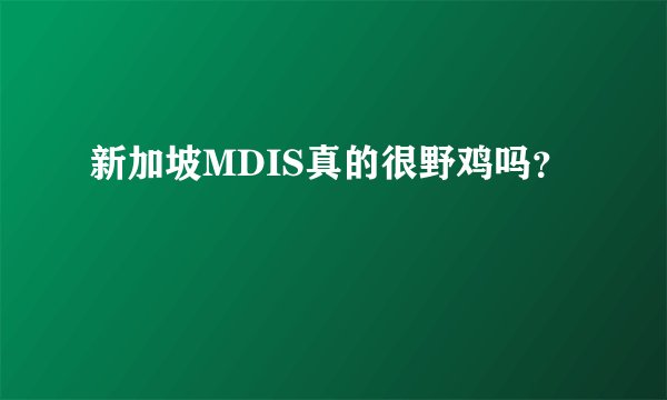 新加坡MDIS真的很野鸡吗？