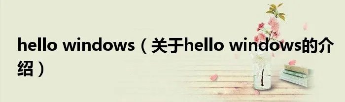 hello windows（关于hello windows的介绍）