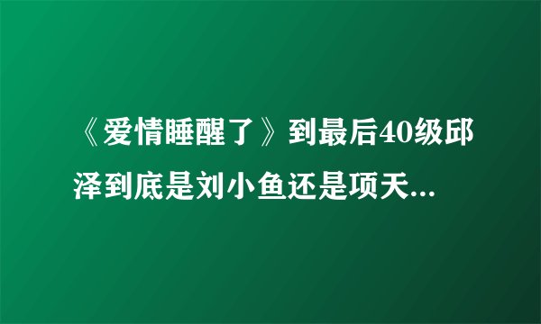 《爱情睡醒了》到最后40级邱泽到底是刘小鱼还是项天骐啊。搞不懂了？