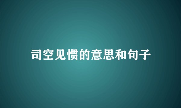 司空见惯的意思和句子