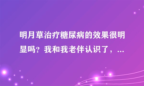 明月草治疗糖尿病的效果很明显吗？我和我老伴认识了，...