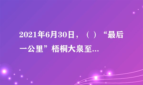 2021年6月30日，（）“最后一公里”梧桐大泉至木垒段公路项目正式通车，标志着世界上穿越沙漠戈壁里程最长的高速公路全线建成通车。