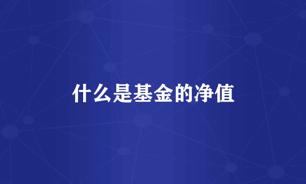 什么是基金的净值