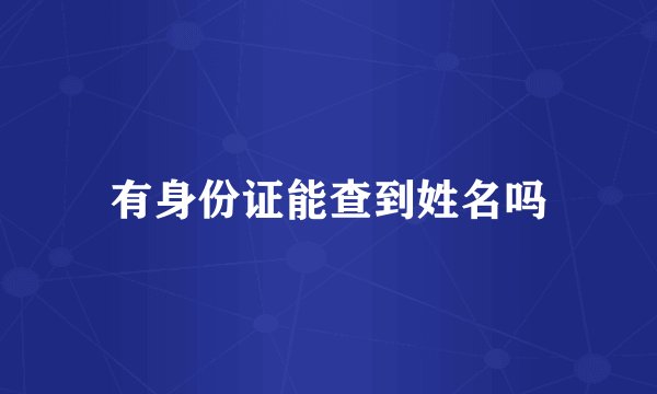 有身份证能查到姓名吗