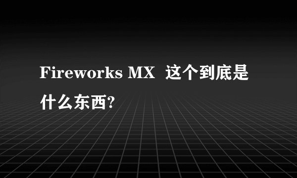 Fireworks MX  这个到底是什么东西?