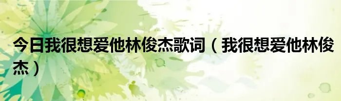 今日我很想爱他林俊杰歌词（我很想爱他林俊杰）