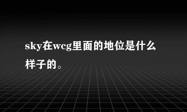 sky在wcg里面的地位是什么样子的。