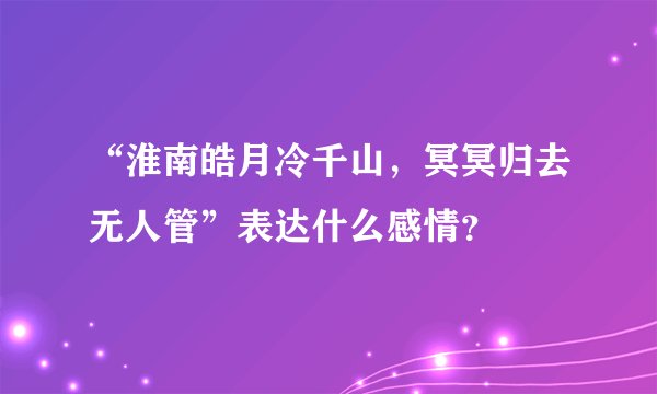 “淮南皓月冷千山，冥冥归去无人管”表达什么感情？