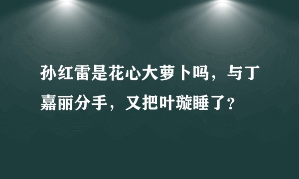 孙红雷是花心大萝卜吗，与丁嘉丽分手，又把叶璇睡了？