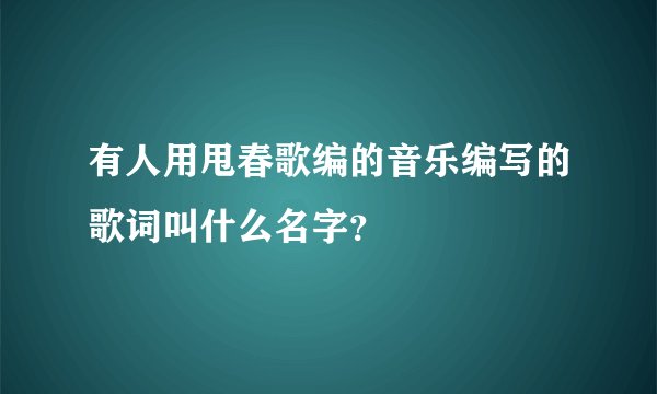 有人用甩春歌编的音乐编写的歌词叫什么名字？