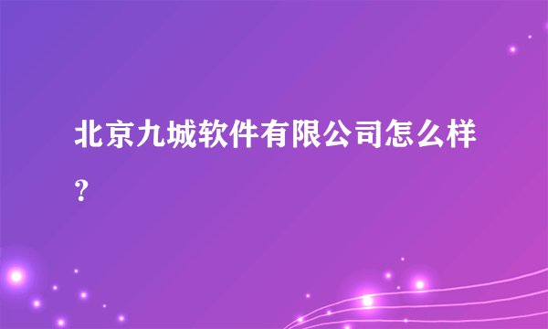 北京九城软件有限公司怎么样？
