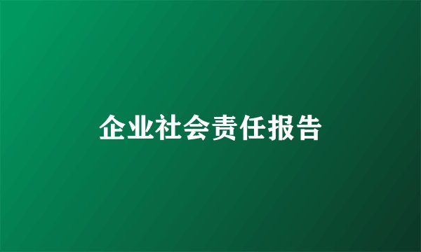 企业社会责任报告