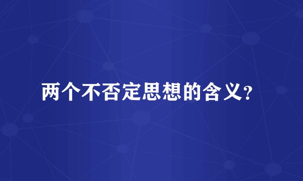 两个不否定思想的含义？