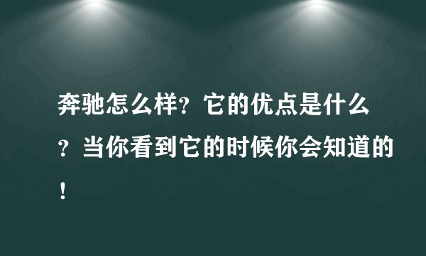 奔驰怎么样？它的优点是什么？当你看到它的时候你会知道的！