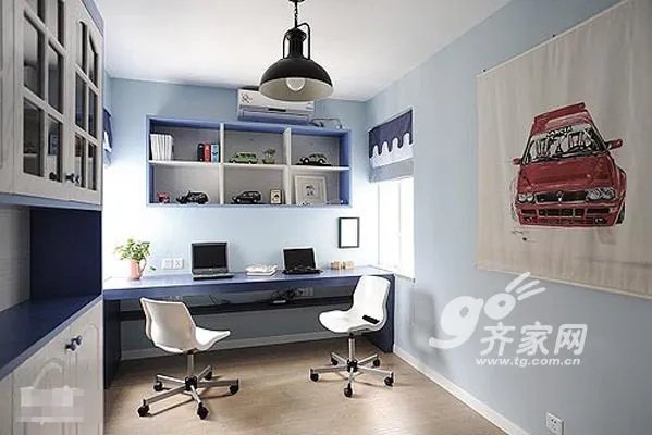 蓝白涂料改装二手房 97平清新可爱地中海家