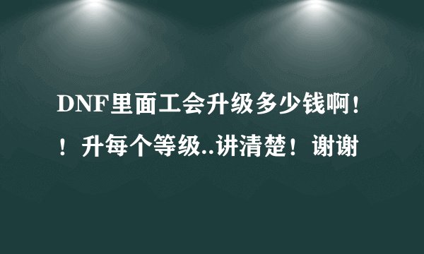 DNF里面工会升级多少钱啊！！升每个等级..讲清楚！谢谢