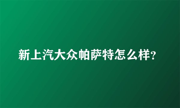 新上汽大众帕萨特怎么样？