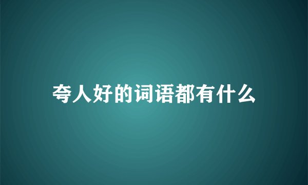 夸人好的词语都有什么