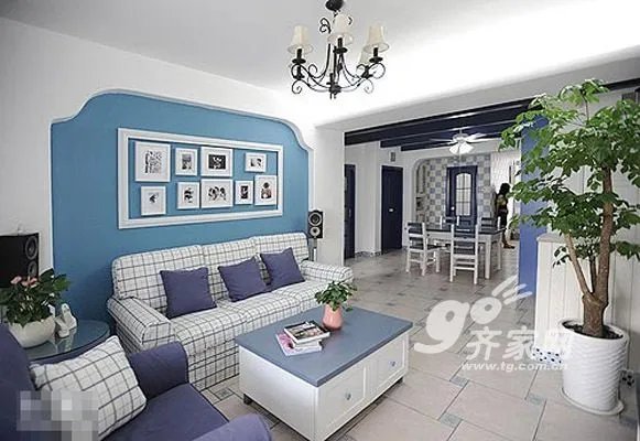 蓝白涂料改装二手房 97平清新可爱地中海家