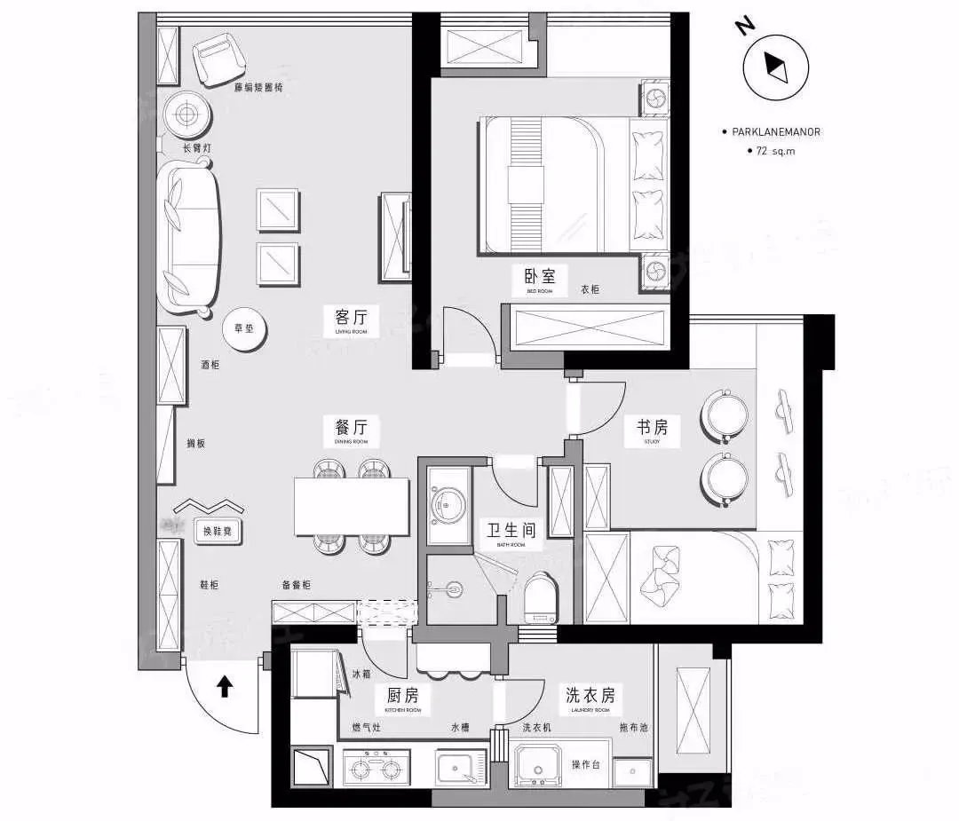 82㎡北欧风格装修效果图，复古时尚两不误~