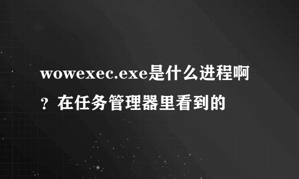 wowexec.exe是什么进程啊？在任务管理器里看到的