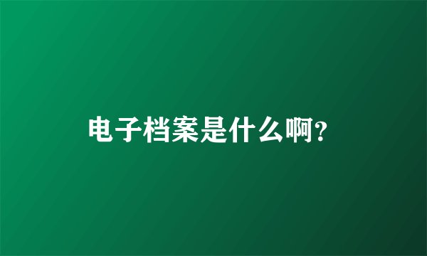 电子档案是什么啊？