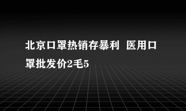 北京口罩热销存暴利  医用口罩批发价2毛5