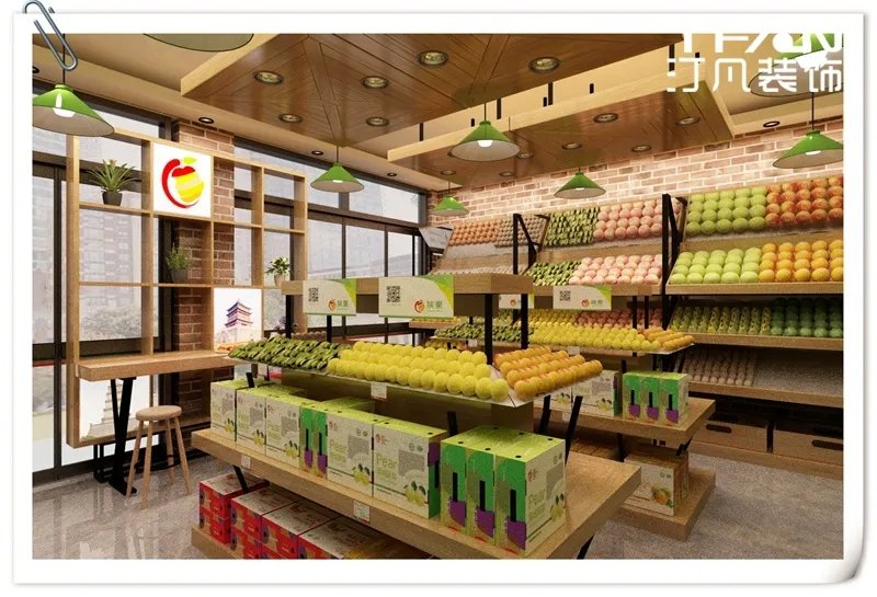 汀凡装饰设计作品|水果超市设计装饰公司：合肥汀凡装饰建筑面积...