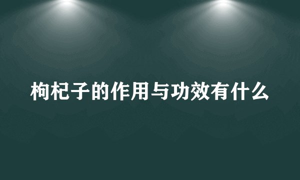 枸杞子的作用与功效有什么