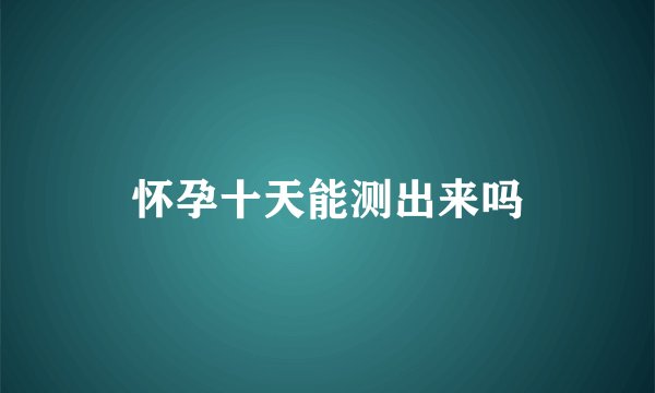 怀孕十天能测出来吗