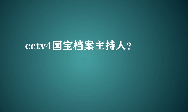 cctv4国宝档案主持人？