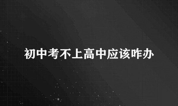 初中考不上高中应该咋办
