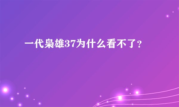 一代枭雄37为什么看不了？