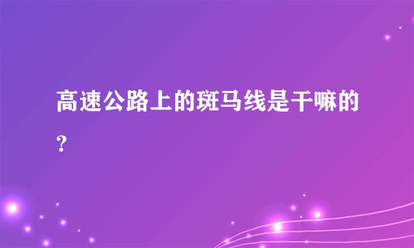 高速公路上的斑马线是干嘛的？